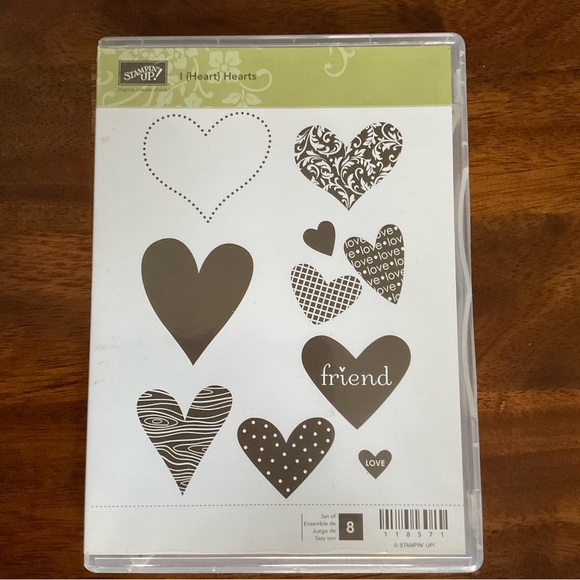 Stampin Up! I (Heart) Hearts set of 8 clear mount stamp set - Picture 1 of 5